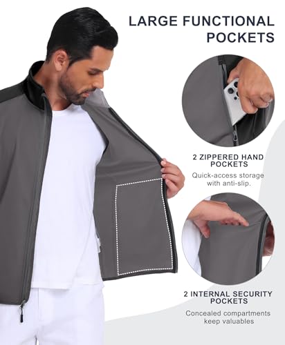 Image of Little Donkey Andy Men's Water-resistant Outerwear Vests, Stretch Windproof Vest for Cycling, Running, Golf