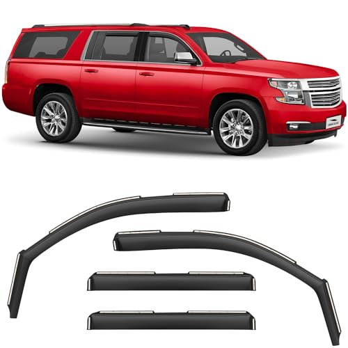 Voron Glass in-Channel Extra Durable Rain Guards for Chevrolet (Chevy) Suburban 2015-2020, Window Deflectors, Vent Window Visors, 4 Pieces - 200539