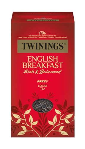 Twinings ENGLISH BREAKFAST Schwarzer Tee lose in der Tee-Dose - kräftiger Schwarztee aus hochwertigen Teeblättern gepflückt in Sri Lankas & Indiens besten Teegärten (200g)