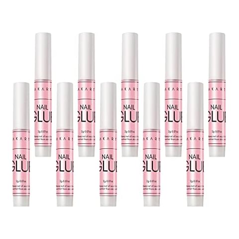 Makartt 10 Pcs Nagelkleber, Extra Stark und Schnelltrocknend Professionelle Salon-Qualität, Perfekt für Glitzer, Strasssteine, Diamante Cover