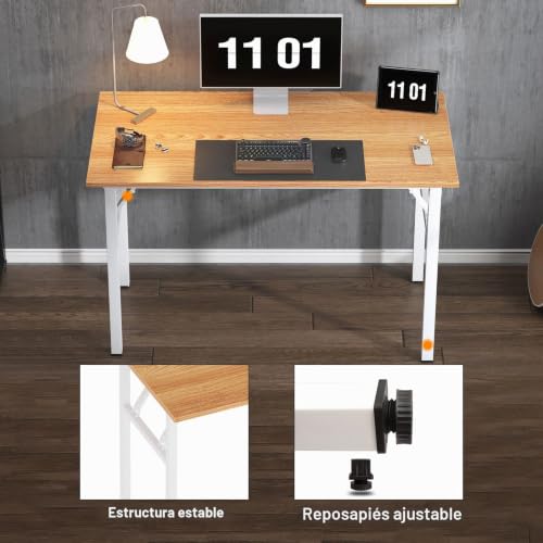 Miniatura 5 de Sogeshome Mesa De Escritorio Plegable Para Computadora 120 X 60 X 75 Cm Escritorio Para Computadora Escritorio De Oficina Mesa De Escritura, Mesa De Conferencia, Teca Blanco, Ac5bw-120-Sh