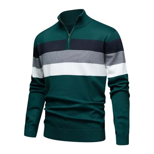 Mens Fashion Color Block Casual Sweater, Quarter Zip Collar Long Sleeve Knit Pullover Slim Fit Golf Polo Sweaters2