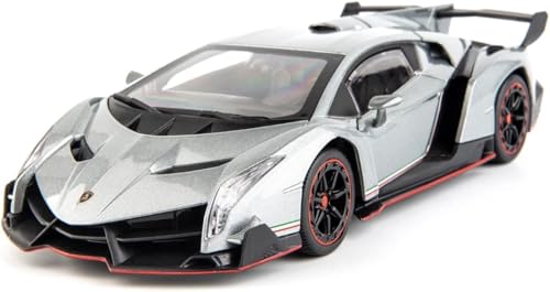 Image of WORSHIPER Alloy Metal Pull Back Die-cast Car 1:24 Big Lamborghini VENENO Toy Diecast Metal Pullback Toy car with Openable 6 Doors, Light Music Boys Gifts Toys