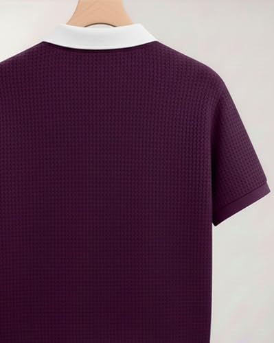 Image of AUSK Men Casual T-Shirt, Texture Printed Half Sleeve Tshirt for Mens, Polo Tshirt
