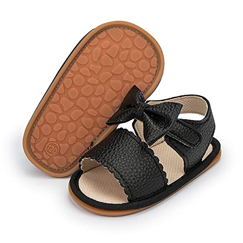 Image of Meckior Baby Toddler Infant Girls PU Leather Soft Open Toe Summer Sandals Flower Princess Flat Shoes