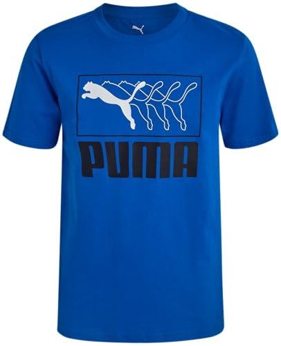 Image of PUMA Boys T-Shirts Athletic Crewneck Short Sleeve Tees (Sizes S-XL) | Soft Breathable Cotton Blend, Comfortable Casual Fit, Great for School, Play & Everyday Wear