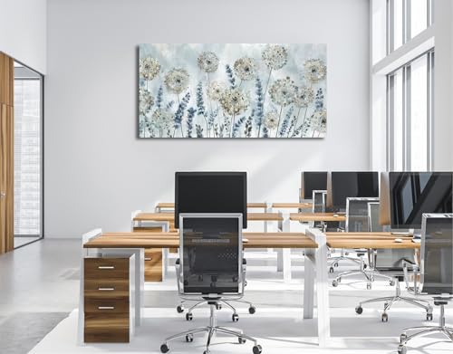 Image of VEAEE Farmhouse Canvas Wall Art - Flowers Dandelion Wall Pictures,Living Room Decor,Nature Artwork Prints Abstract Grass Paintings for Bedroom Home Office Decoration 29 inchx58 inch