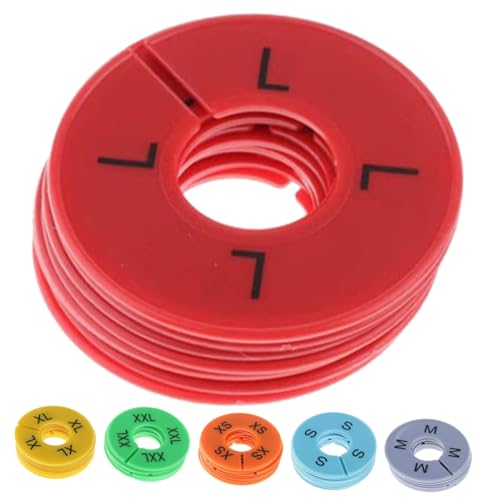 ROMISBABA Separadores de Ropa por Tallas de Plástico 30 Piezas Redondas Colores XS Naranja S Azul Claro M Gris L Rojo Xl Amarillo Xxl Verde Organizadores de Armario Prácticos para