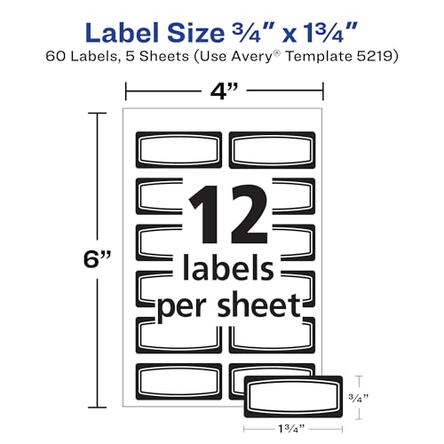 Image of Avery(R) Durable ID Labels, 3 /4 inch x 1-3 /4 inch, Black Border, Writable and Printable Labels, 60 Total (5219)
