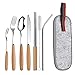 Gsrhzd Couvert Camping, 8 Pièces Set Couverts Voyage, Couverts Nomades, Couvert Pique Nique, Couteaux, Fourchettes, Cuillères, Baguettes, Pailles, Brosse, Sac Portable, pour Voyage École Déjeuner