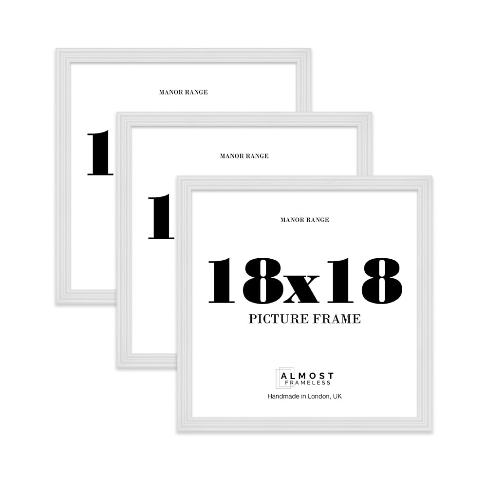 18x18 Picture Frame, Display 18x18 Pictures (45.7 x 45.7cm) - Ice White Elegant 42mm Edge Gallery Wall - 3 Pack โ image 1