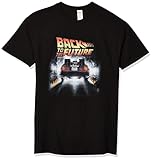 Back To The Future Mens Vintage Peelout Basic Solid Tee T-Shirt, Black, Medium US