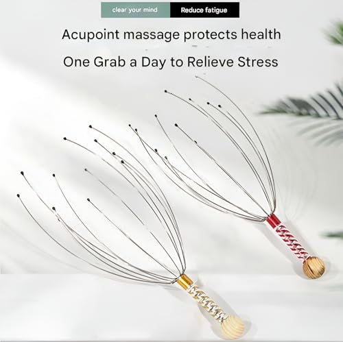 Image of Adimac Manual Scalp Massager (Pack of 2) - Handheld Head Massager for Stress Relief, Hair Growth, and Relaxation