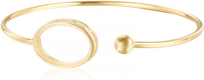 925 Sterling Silver Hollow Bezel Cup Bangle Base fit 10X14/12X16/13X18mm Oval Cabochon Setting Bracelet Tray Blank for Crafting DIY Jewelry Making