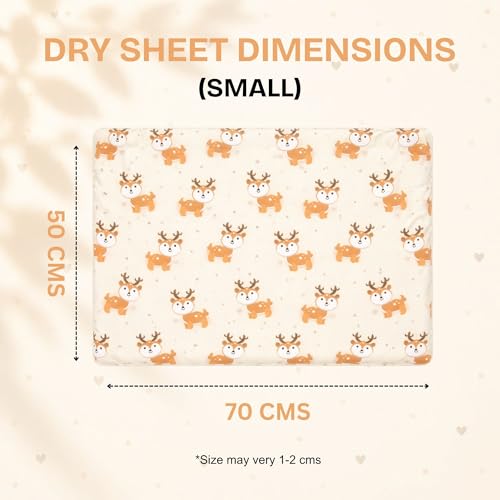 Image of Zikku Printed Dry Sheets for Newborn Baby Small Size Soft |Comfortable |Extra Absorbency|Fast Dry (50x70 cm, Yellow, Deer Print)
