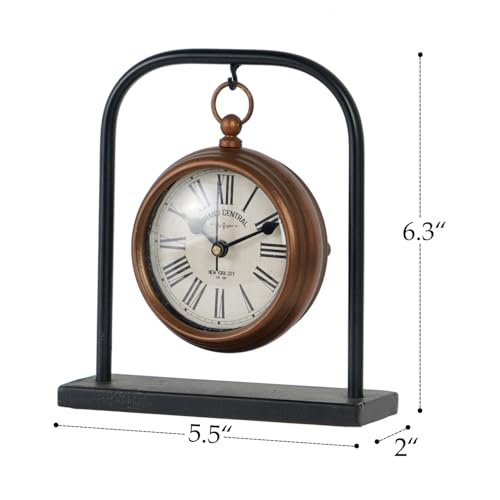 NIKKY HOME Small Retro Desk Clock, Silent Non-Ticking Classic Battery Operated Decorative Table Mantel Shelf Clock for Living Room
