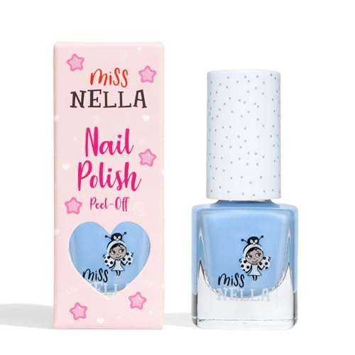Miss Nella BLUE BELL – Safe light blue, Nail Polish for Kids, Non-Toxic & Odour Free Formula for Children and Toddlers, Natural Water Based for Easy Peel Off