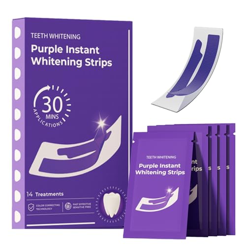 Purple Teeth Whitening Strips - Colour Corrector Whitening Strips, Teeth Whitening for Daily Stain Neutralising