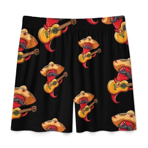 Red Chili Pepper Men's Pajama Shorts Elastic Waistband Beach Shorts Soft Sleep Lounge Pants with Pockets3