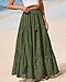 BTFBM Boho Long Skirts for Women Spring Summer 2026 Lace Embroidery High Waist Flowy Tiered Maxi Skirt Beach Vacation(Army Green, Medium)