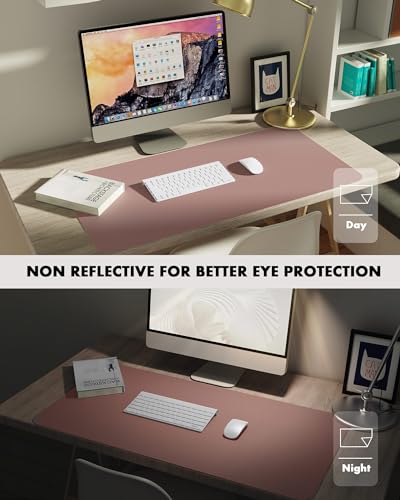 Image of YSAGi Double-Sided Desk Pad, 35.4 inchx17 inch Leather Desk Mat, Eco Cork Desk Pad Protector,Large Mouse Pad,Waterproof Desk Blotter for Office /Home (Pale Mauve /Cork)