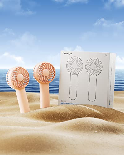 Gaiatop Mini Portable Fan, 2 Pack Powerful Handheld Fan, Battery Operated 3 Speed Cute Design Personal Small Fan, Lightweight Makeup Rechargeable Usb Fan For Stylish Girl Women Men Travel Pink #TOP6
