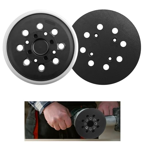 Plateau de Ponçage de Remplacement 5 Pouces (125mm) 8 Trous avec Fixation Velcro - Compatible Ponceuse Orbitale Bosch PEX 300/400 AE - Pour Polissage Finition Lisse, Antichoc et Faible Bruit