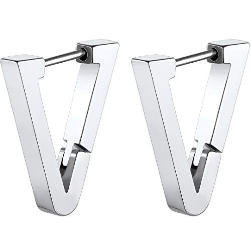 Chainshouse Earrings For Men Women Stainless Steel Triangle Punk Huggie Hoop Earrings #TOP16