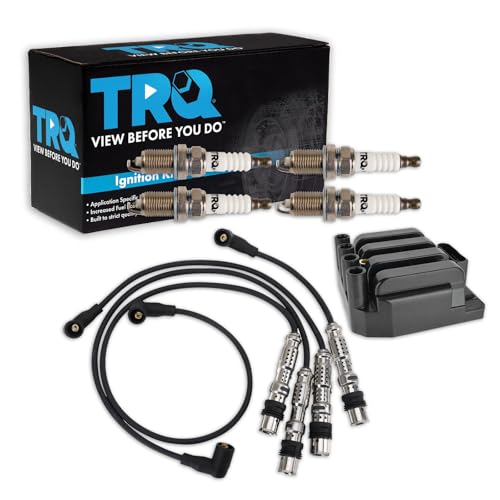 TRQ Ignition Coil and Spark Plug Kit 6 Piece Iridium Spark Plugs Compatible with 2001-2005 Volkswagen Beetle 2001-2006 Golf 2001-2005 Jetta