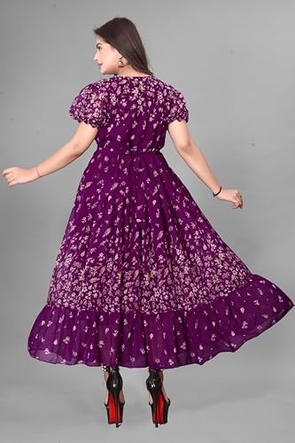 Image of Women's Maxi Dress, Floral Print, Short Sleeve, A-Line Fit and Flare Style