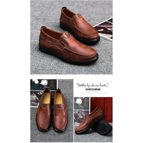 Mens Lightweight Genuine Leather Casual Business Slip on Shoes, Mens Casual Driving Shoes Leather Loafers Slip Ons Outdoor Dress Boat Comfortable Walking Flats4