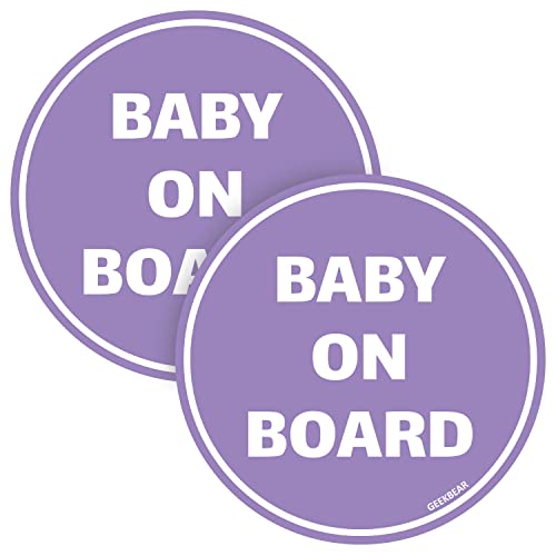 Image of GEEKBEAR Baby on Board Sticker for Car, Circle, 2 Pack (Purple)