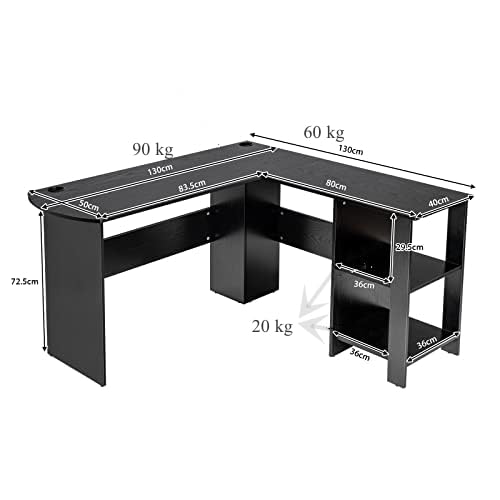 LIFEZEAL Hoekbureau L-vormig, gamingtafel, bureau met