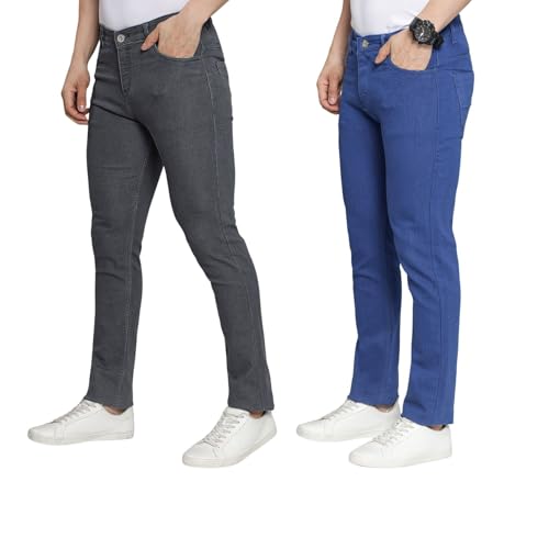 Image of DAIS Men's Stretchable Slim Fit Mid Rise Jeans, Pack of 2, (Combo of 2 Jeans)