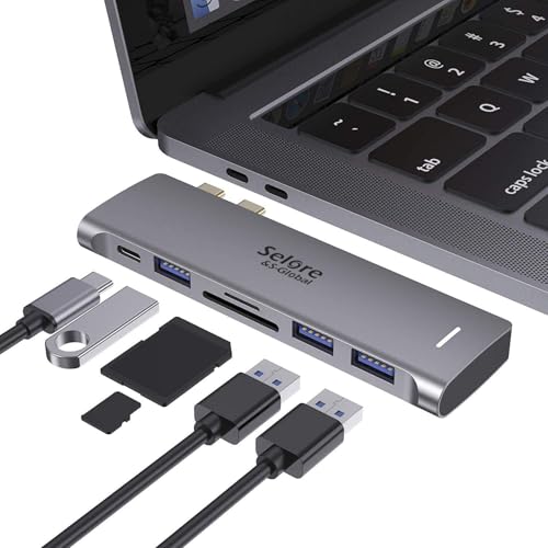 USB C Adapter for MacBook Pro/Air M1 M2 M3 2021 2020 2019 13' 15' 16', 6 in 1 USB-C Hub MacBook Pro Accessories with 3 USB 3.0 Ports,USB C to microSD/SD Card Reader and 100W Thunderbolt 3 PD Port
