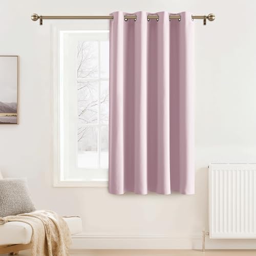 PONY DANCE Rideau Rose - Rideaux Occultant à Oeillets de Fenêtre Opaque Décoration de Maison, Isolation Thermique et Phonique Anti Chaleur, Largeur 132 x Hauteur 158cm, 1 PC, Rose Clair