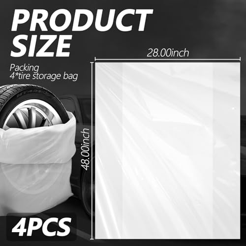 Image of 4PCS Extra-Large Tire Covers,Tear-Resistant LDPE Plastic Tire Bags for Storage & Transport Car Tires Wheel,Waterproof Dustproof Tire Storage Bag Car Accessories for Most Vehicles (4PCS)