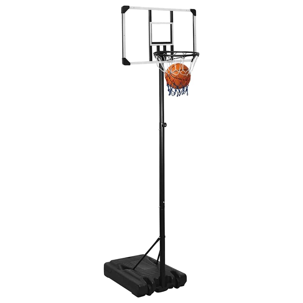 Supporto da basket regolabile in policarbonato, 235-305 cm, con cestino in acciaio e rete di nylon, portatile con ruote, per interni ed esterni