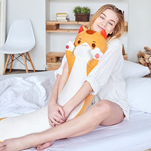 Mewaii Long Cat Plush Kawaii Kids Plush Toy Pillows, Cute Cat Stuffed Animals Soft Plushies, Kitten Big Plush Toys Throw Body Pillow Doll Gift for Girls Boys (Brown Cat Body Pillow 44 Inch) by Mewaii - Image 8