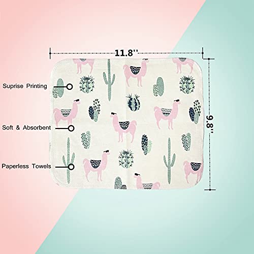 Gecocious Paper Towels Reusable Cotton Cloths-12 Pack Surprise Prints Absorbent Kitchen Cloth Paper Towels Washable Roll-Zero Waste Alternative Napkins 10X12 Inches (Only Towels) #TOP1