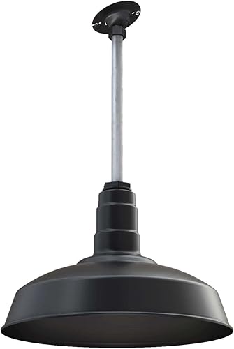 Steel Lighting Co. Carson Barn Light  Colgante montado en el techo  Cúpula de 16 pulgadas  vástago inclinado de 12 pulgadas  Luz de acero de estilo