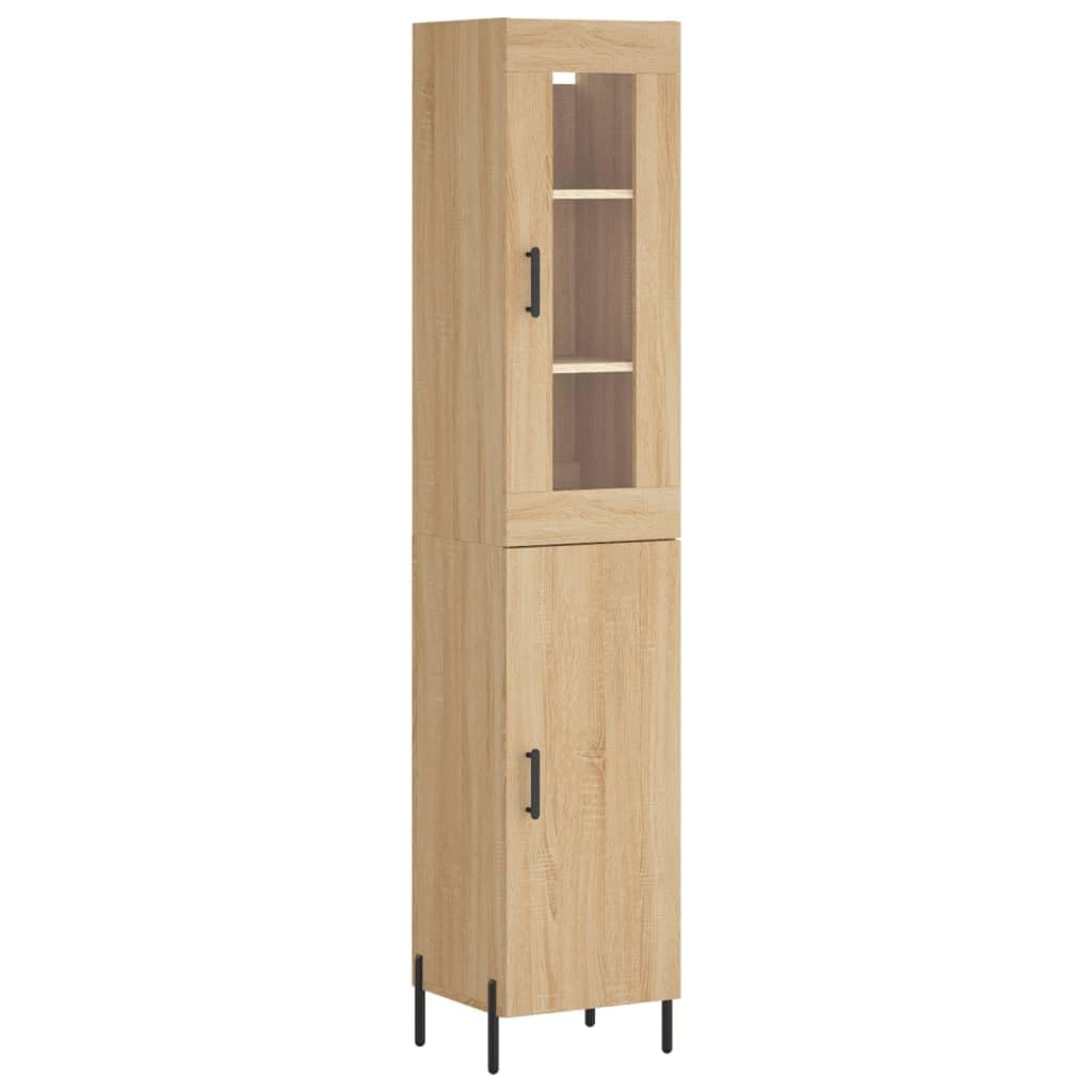 VidaXL Buffet Haut, Armoire De Rangement Avec Pieds, Meuble De Rangement Organisateur Salon Salle De Sejour Moderne Blanc Bois D Ingenierie