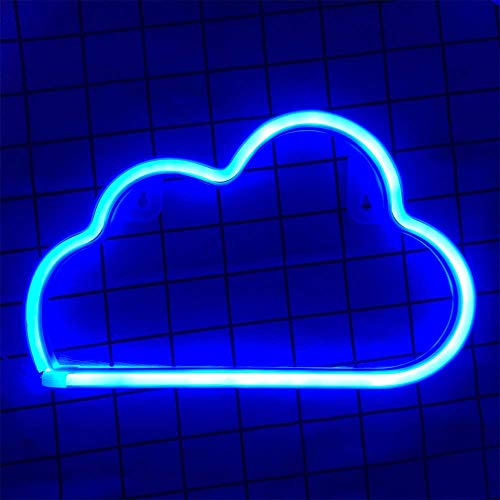 HighHerz® Neon Sign Blaue Wolke LED Schild Schöne Dekoration für Schlafzimmer, Party, Wand, Batteriebetrieben/USB-Netzteil, 30 x 18cm (#1) Cover