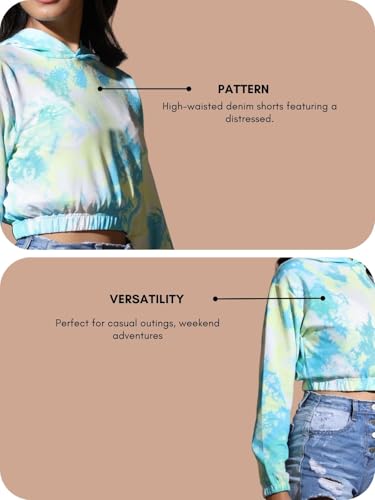 Image of OM SAI LATEST CREATION Women's Western Crop Top with Hoodie Neck & Long Sleeve || Drawstring Pullover Tops || Loose Casual Hoodies for Women Top.