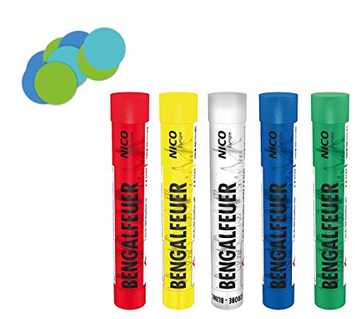 Conipa Bengalfeuer Bengalos (5er Pack, Bunt Sortiert) + Konfetti Cover