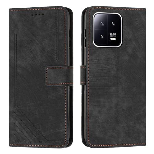 Étui portefeuille pour Xiaomi 13 Pro avec dragonne et porte-carte noir