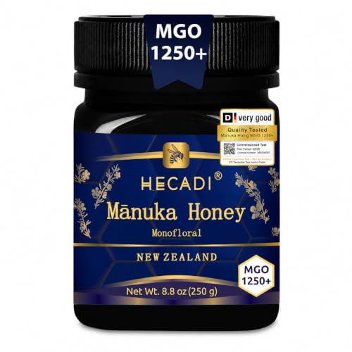 Manuka Honig MGO 1250+ Hecadi I 100% Pur Original Honig aus Neuseeland I mit zertifiziertem I 250 g