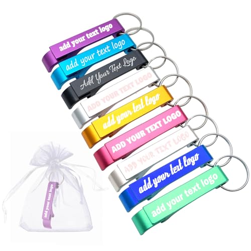 100pcs Personalized Bottle Opener Keychain Custom Aluminum Beer Bottle Opener Engraved Any Text/Logo Wedding Favors, Brewery, Bar, Anniversaries, Party, Property Agent, Guests, Graduation, Christmas