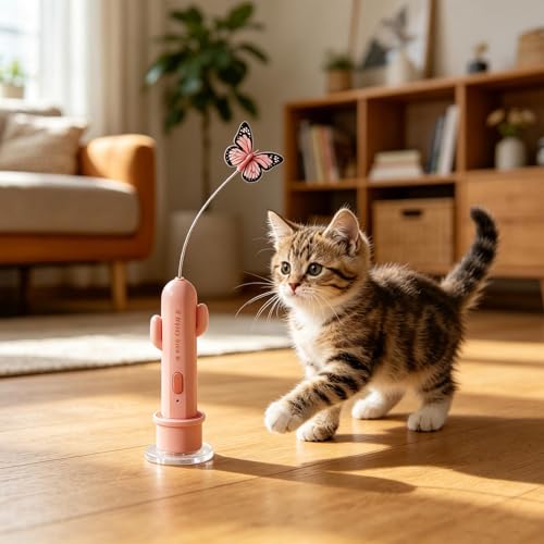 Juguetes interactivos para gatos con 2 modos de juego recargable de 15x5 cm 5