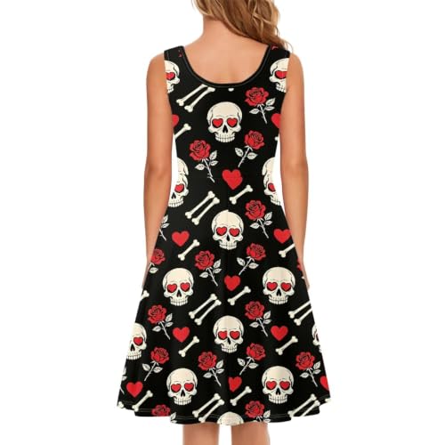 Image of Women Stylish Tank Dresses Sleeveless Round Neck Midi Casual Dress with Pocket for Summer